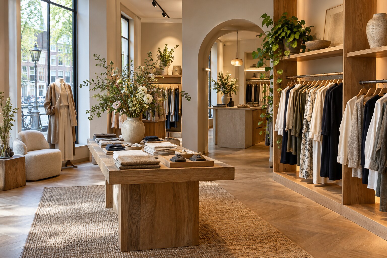 AI-gegenereerd sfeerbeeld van een modewinkel; geen specifieke winkel in Arnhem